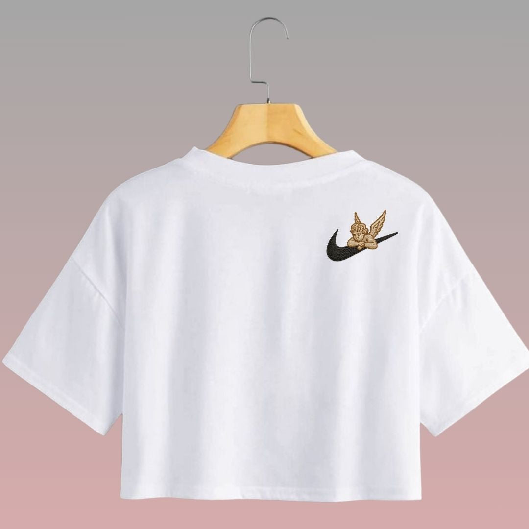 Crop Top Manga Corta Angel Nike Con Efecto Bordado