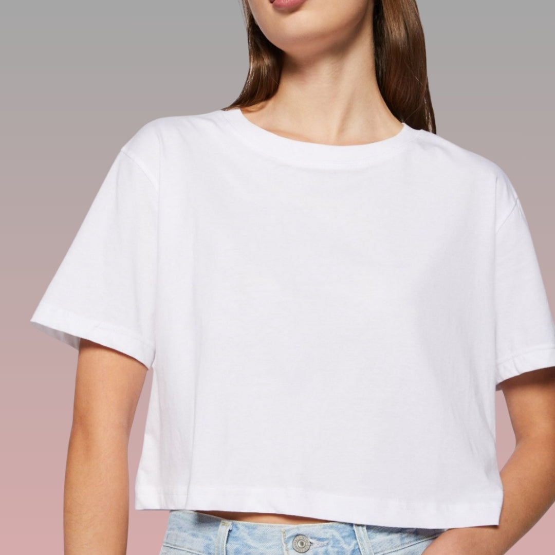 Crop Top Manga Corta/ Blanco