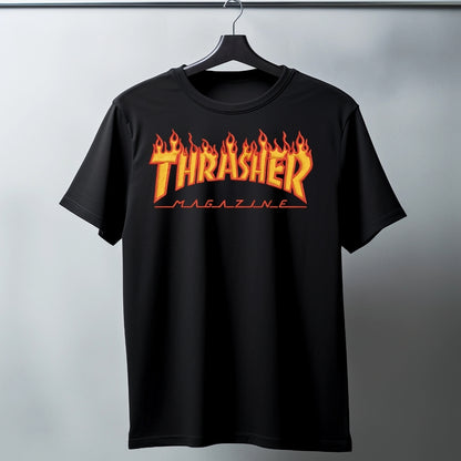 T Shirt Manga Corga Trasher Efecto Bordado / Negro