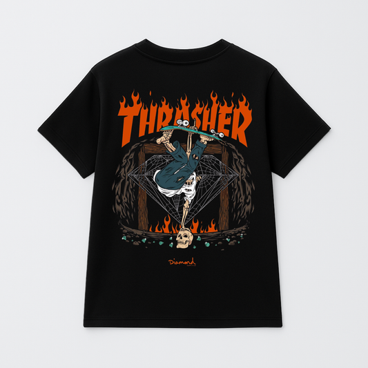 T Shirt Manga Corta Thrasher Esqueleto | Halloween Edition