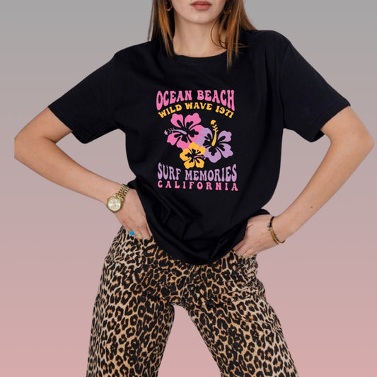 T Shirt Manga Corta De Mujer Ocean Beach