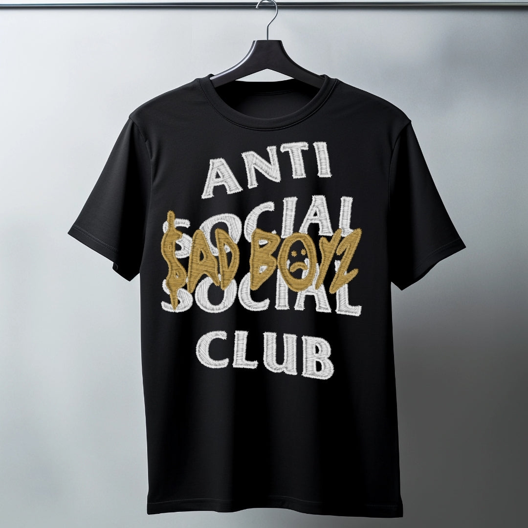 T Shirt Manga Corta Anti Social Club Sad Boyz Efecto Bordado