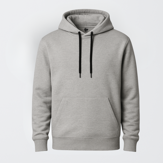 Hoodie de Algodón Liso Unisex Color Gris