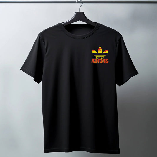 T Shirt Manga Corta Básica Adidas Logo Amarillo y Rojo/Negro