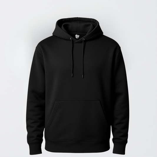 Hoodie de Algodón Liso Unisex Color Negro