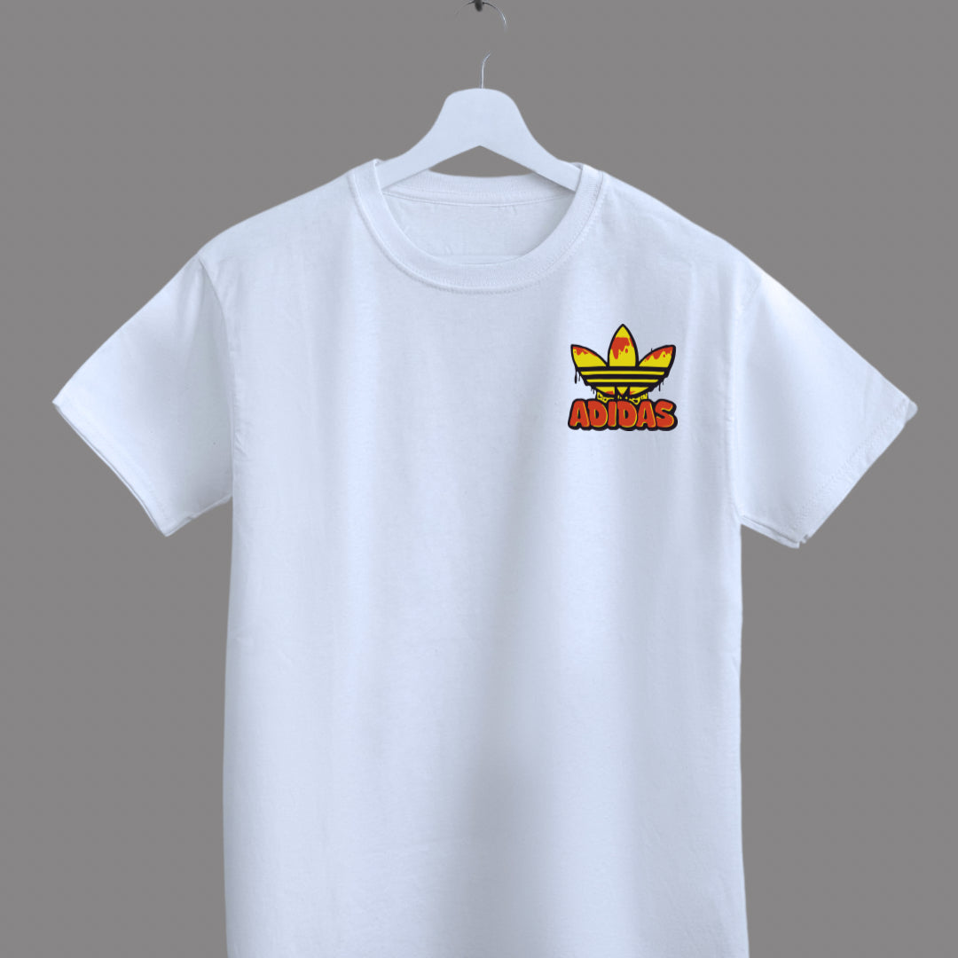 T Shirt Manga Corta Básica Adidas Logo Amarillo y Rojo / Blanco